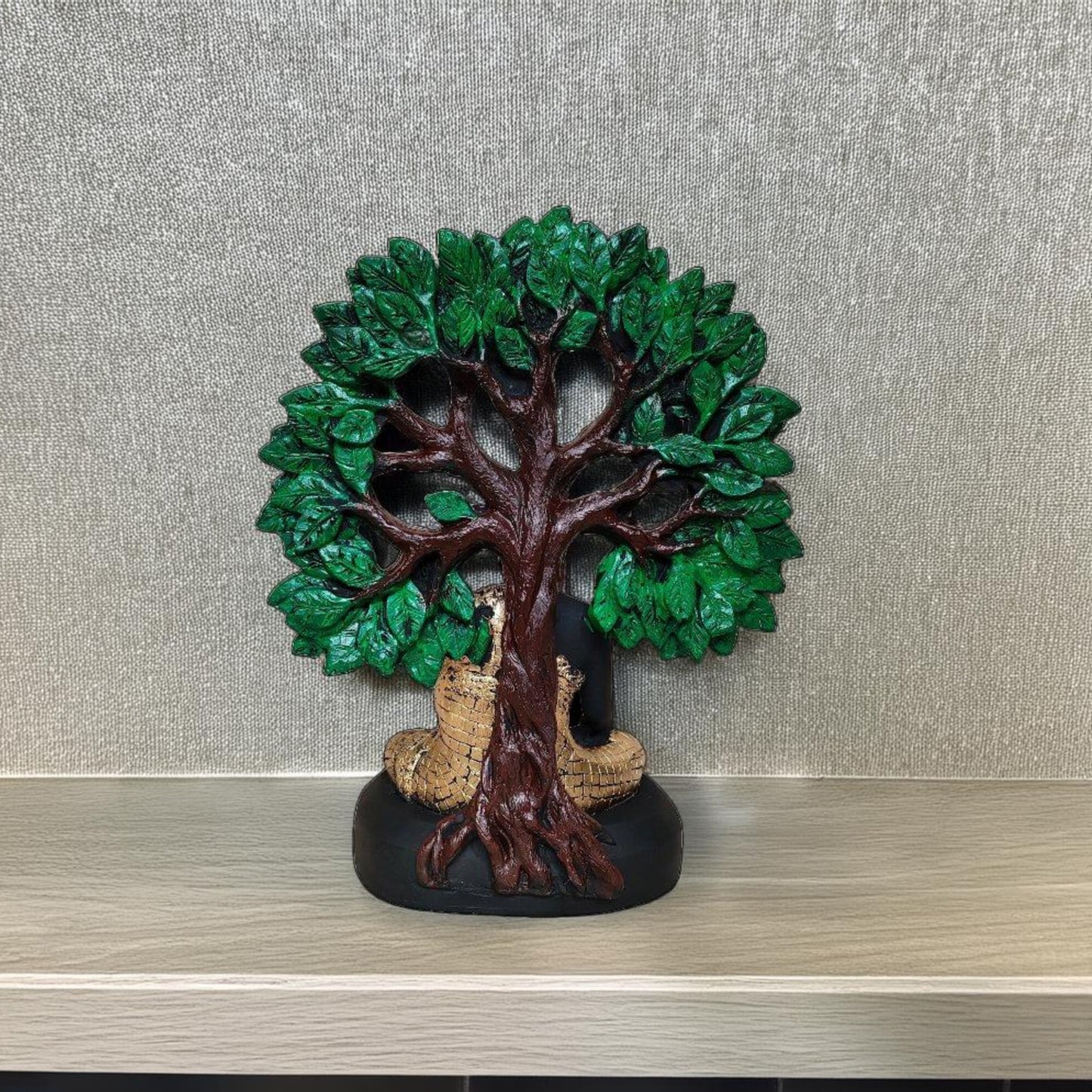 Antique Meditating Sitting Buddha Tree Sculpture (Black) | EnamorarDecor