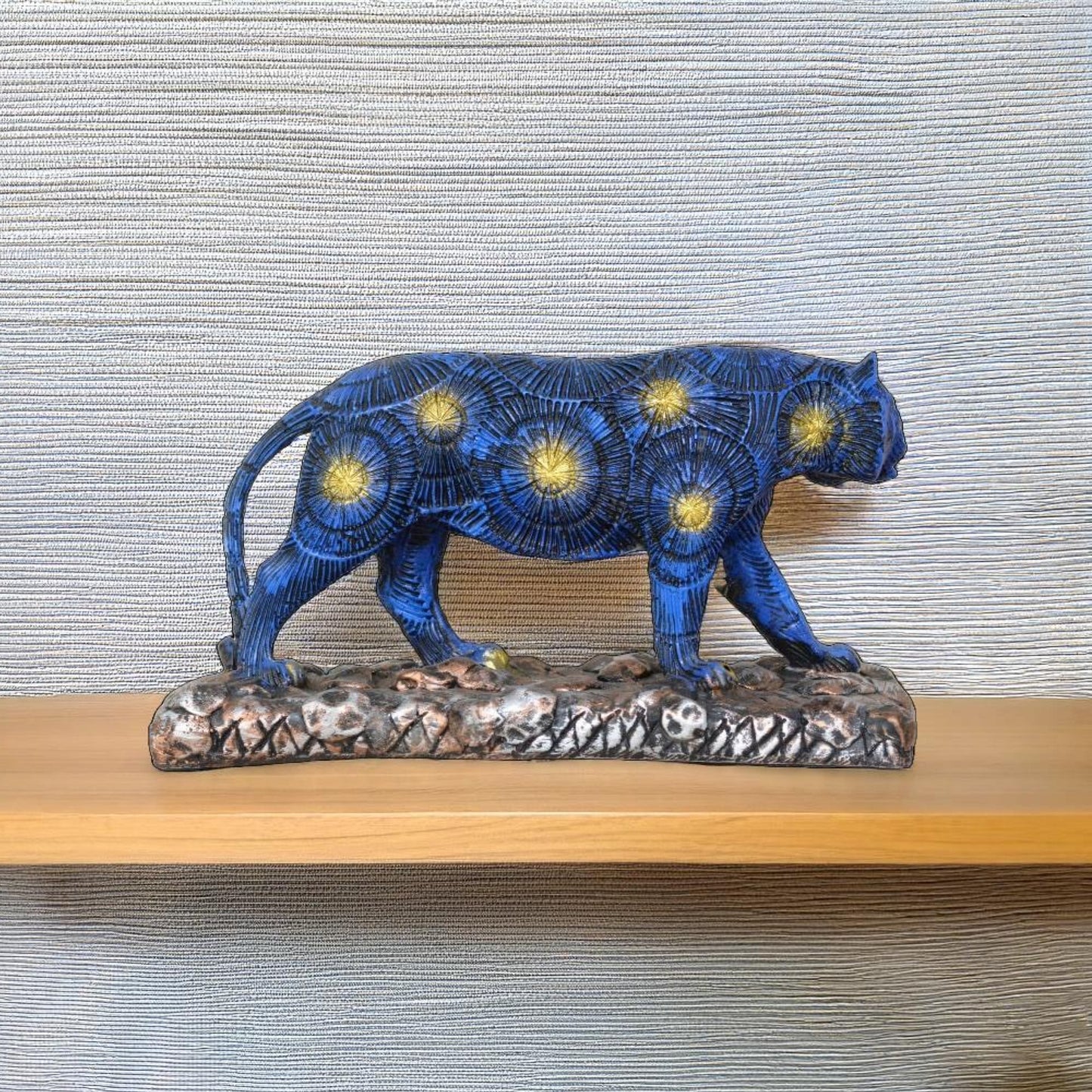 Antique Blue Panther Sculpture (Blue) | EnamorarDecor