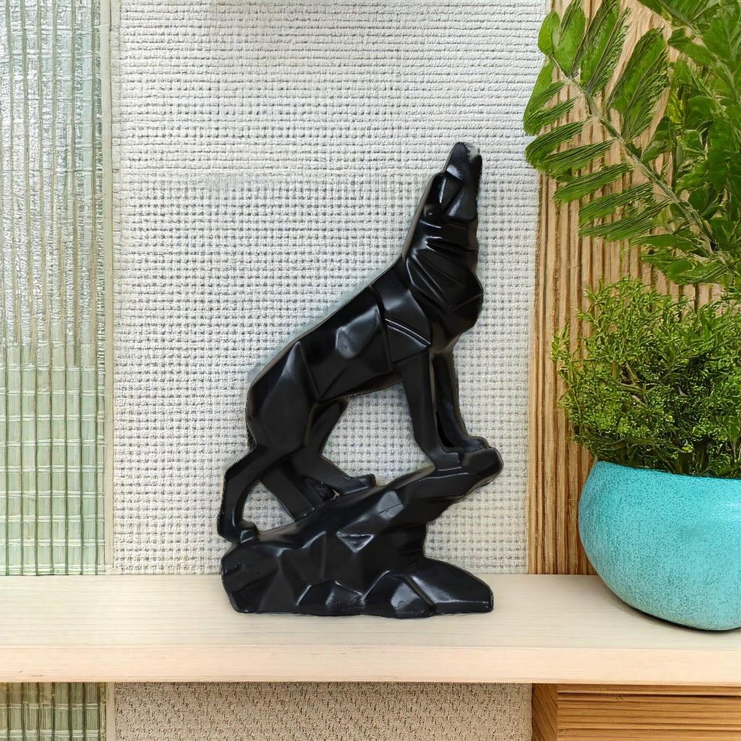 Black Wolf Diamond Cut Antique Sculpture | EnamorarDecor
