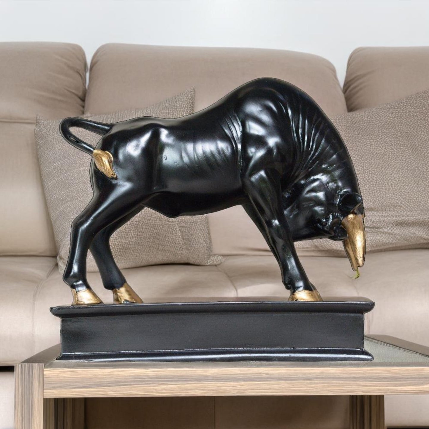 Black Bull Antique Sculpture (Black) | EnamorarDecor