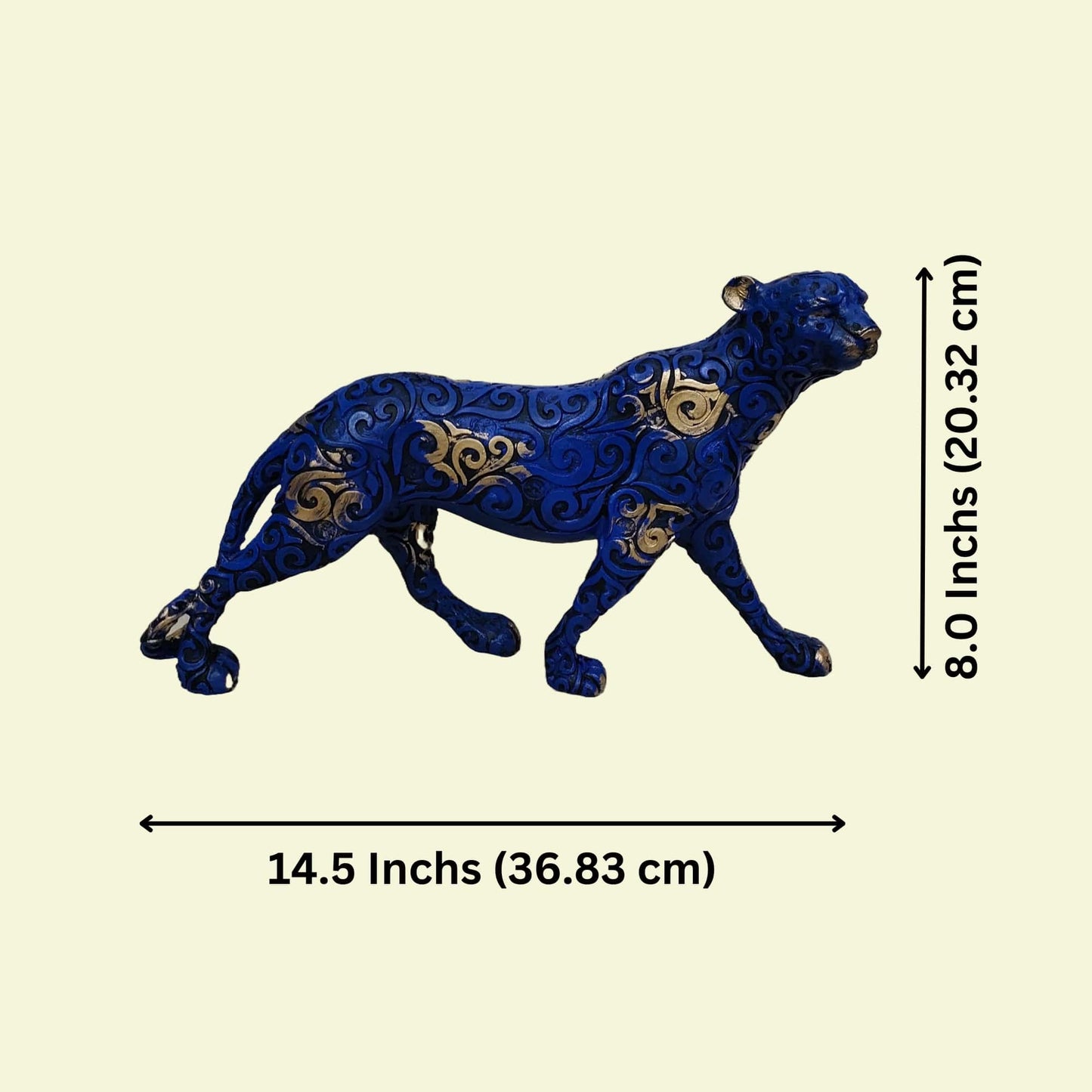 Antique Blue Panther Walking Royalty Sculpture | EnamorarDecor