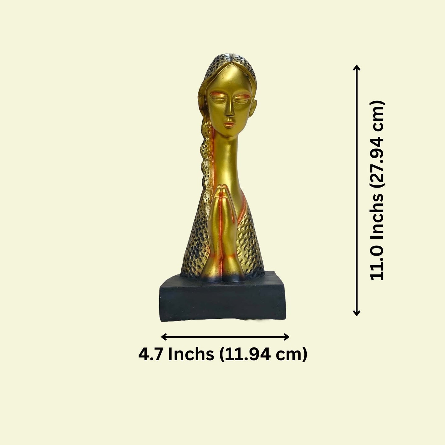 Antique Namaste Welcome Lady Sculpture (Golden) | EnamorarDecor