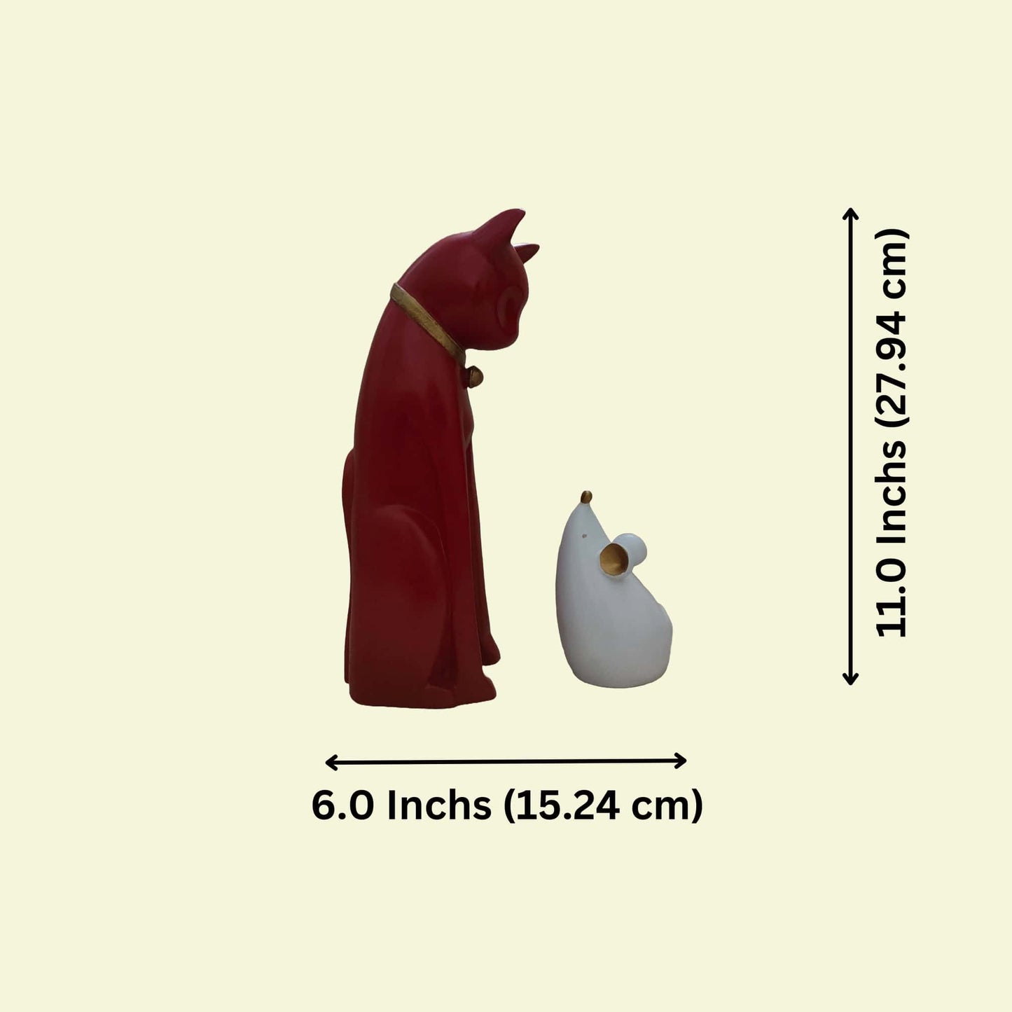 Antique Cat & Rat (Tom & Jerry) Sculptures (Red) | EnamorarDecor