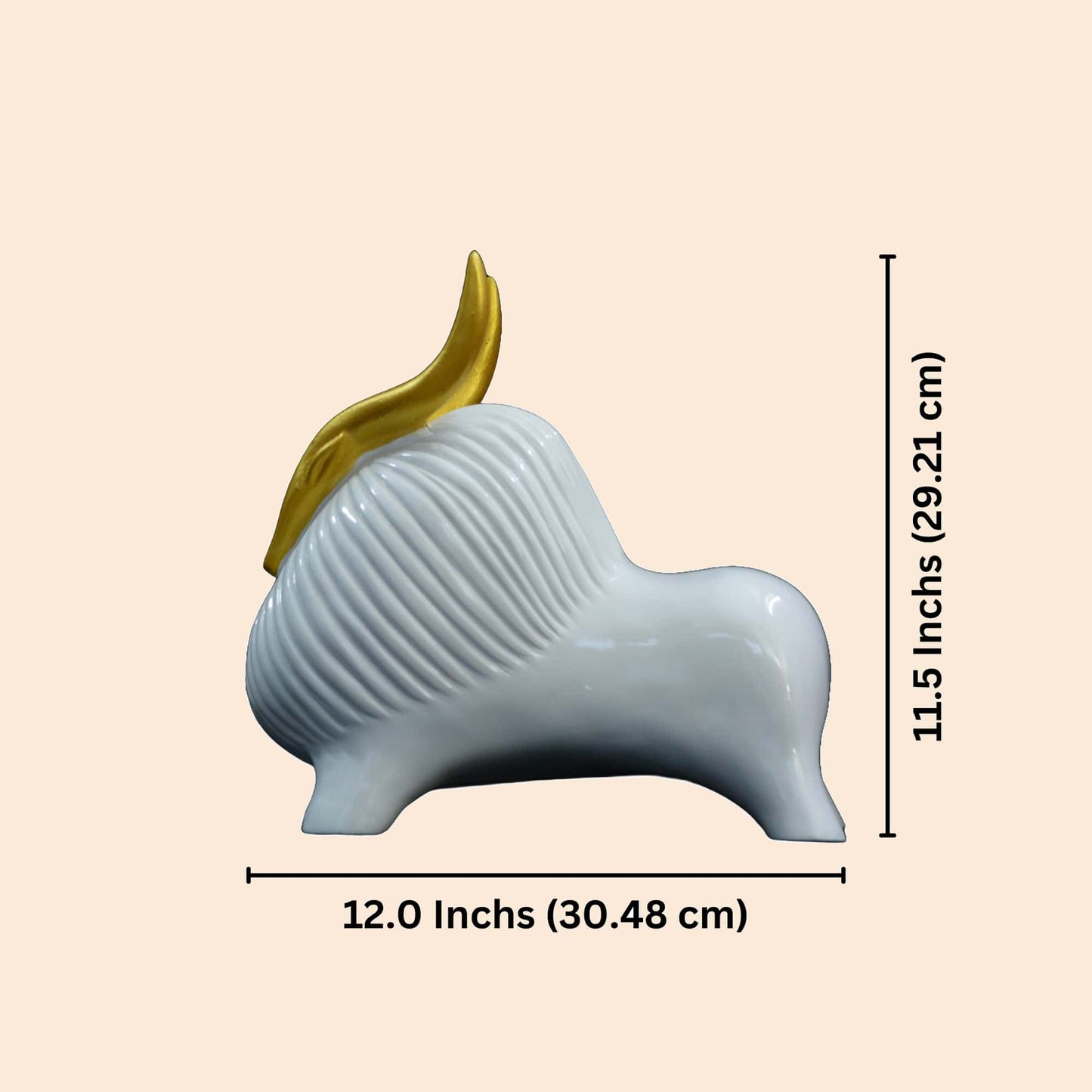 Golden Horned Himalayan Yak Sculpture (White) | EnamorarDecor