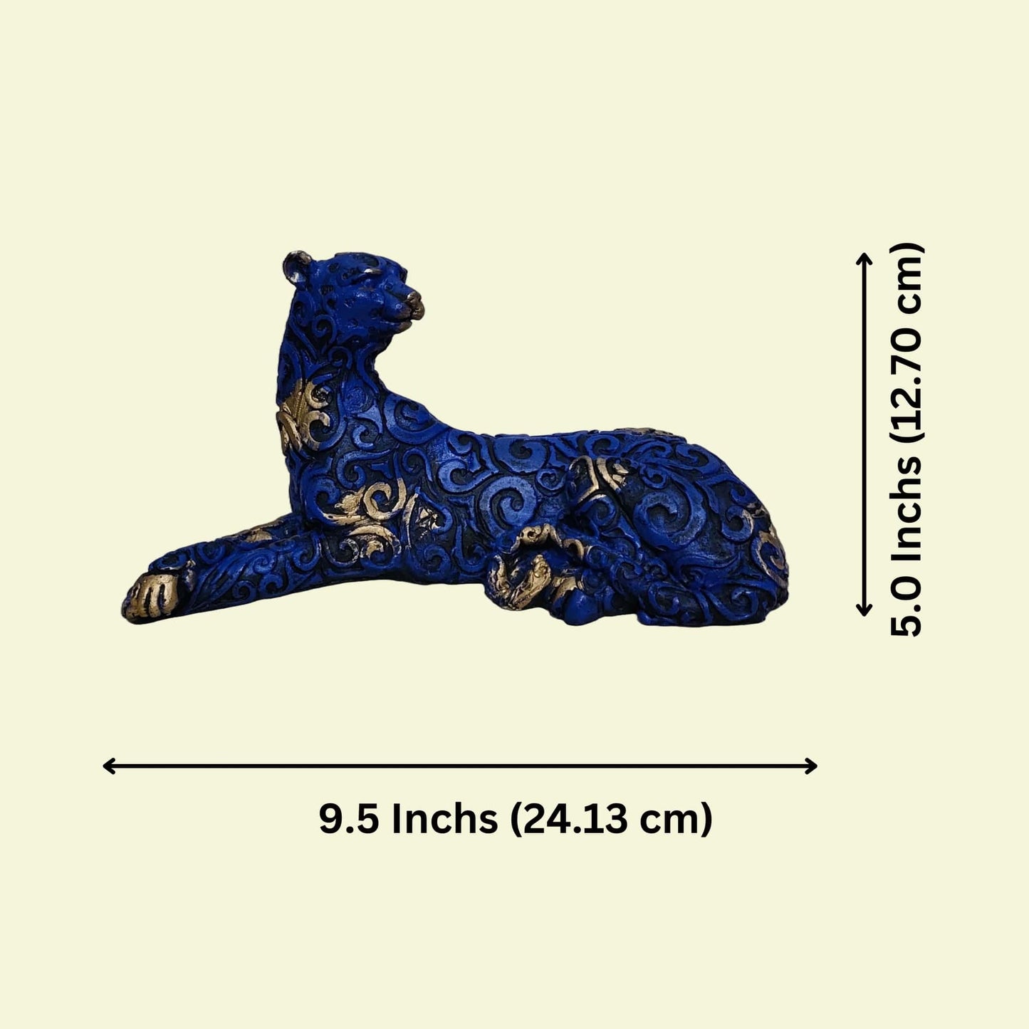 Antique Blue Panther Lying Royalty Sculpture | EnamorarDecor