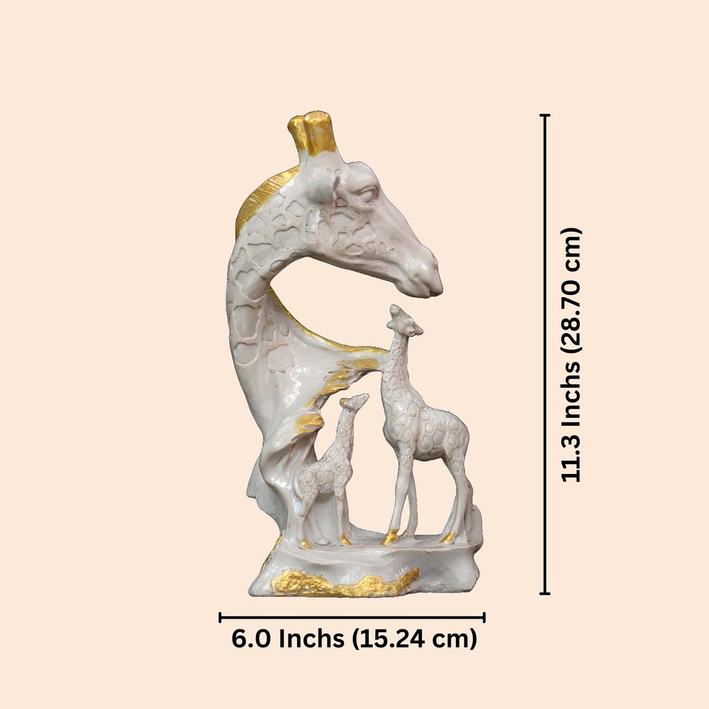 Giraffe Face With Family Antique Sculpture (White) | EnamorarDecor