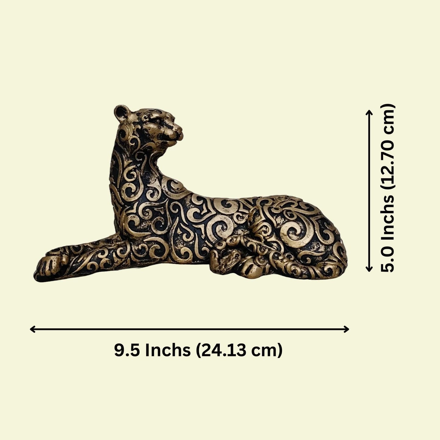 Antique Golden Panther Lying Royalty Sculpture | EnamorarDecor