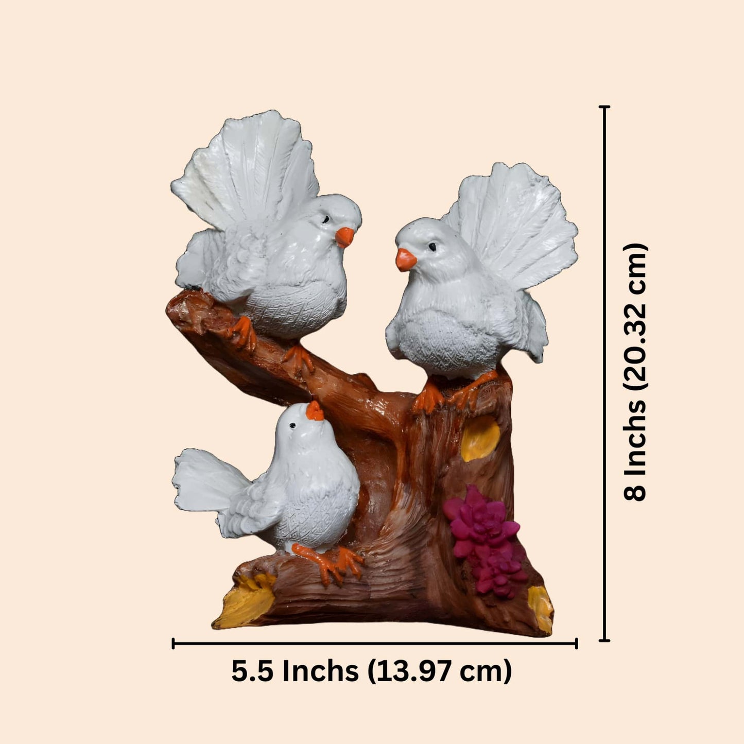 Three Pigeons on Stem Antique Sculpture (White) | EnamorarDecor