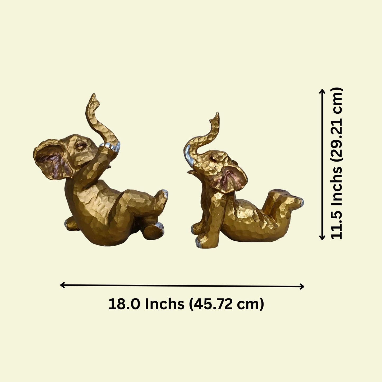 Yoga Elephant Set of 2 Sculptures (Antique) | EnamorarDecor