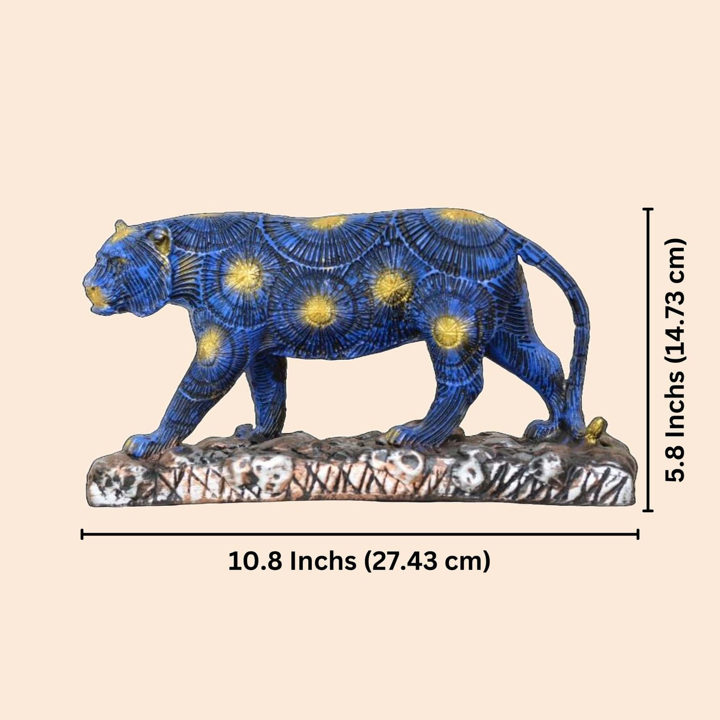 Antique Blue Panther Sculpture (Blue) | EnamorarDecor