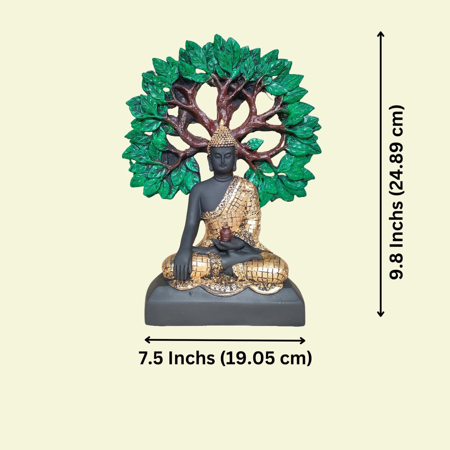 Antique Meditating Sitting Buddha Tree Sculpture (Black) | EnamorarDecor