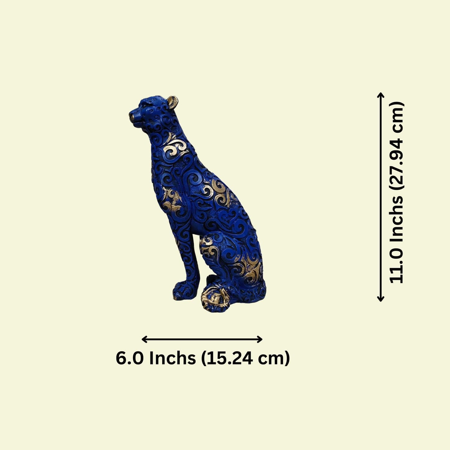 Antique Blue Panther Sitting Royalty Sculpture | EnamorarDecor