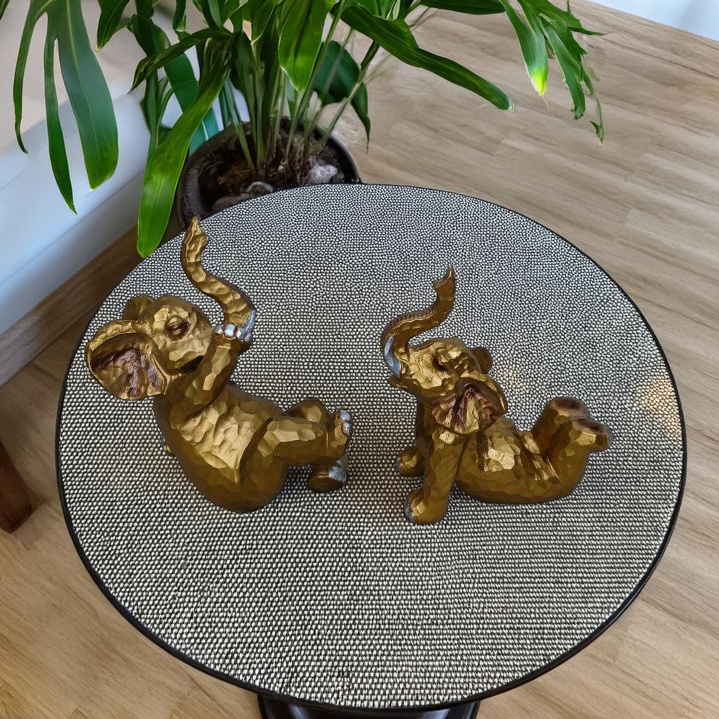Yoga Elephant Set of 2 Sculptures (Antique) | EnamorarDecor