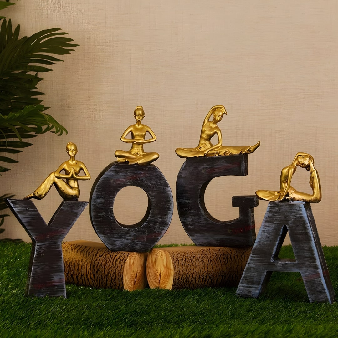 YOGA Alphabets Attest With Yoga Posture Lady Sculptures | EnamorarDecor