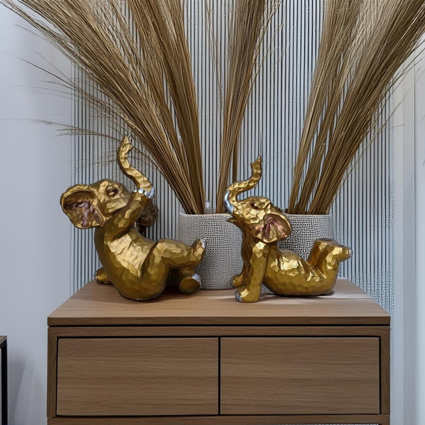 Yoga Elephant Set of 2 Sculptures (Antique) | EnamorarDecor