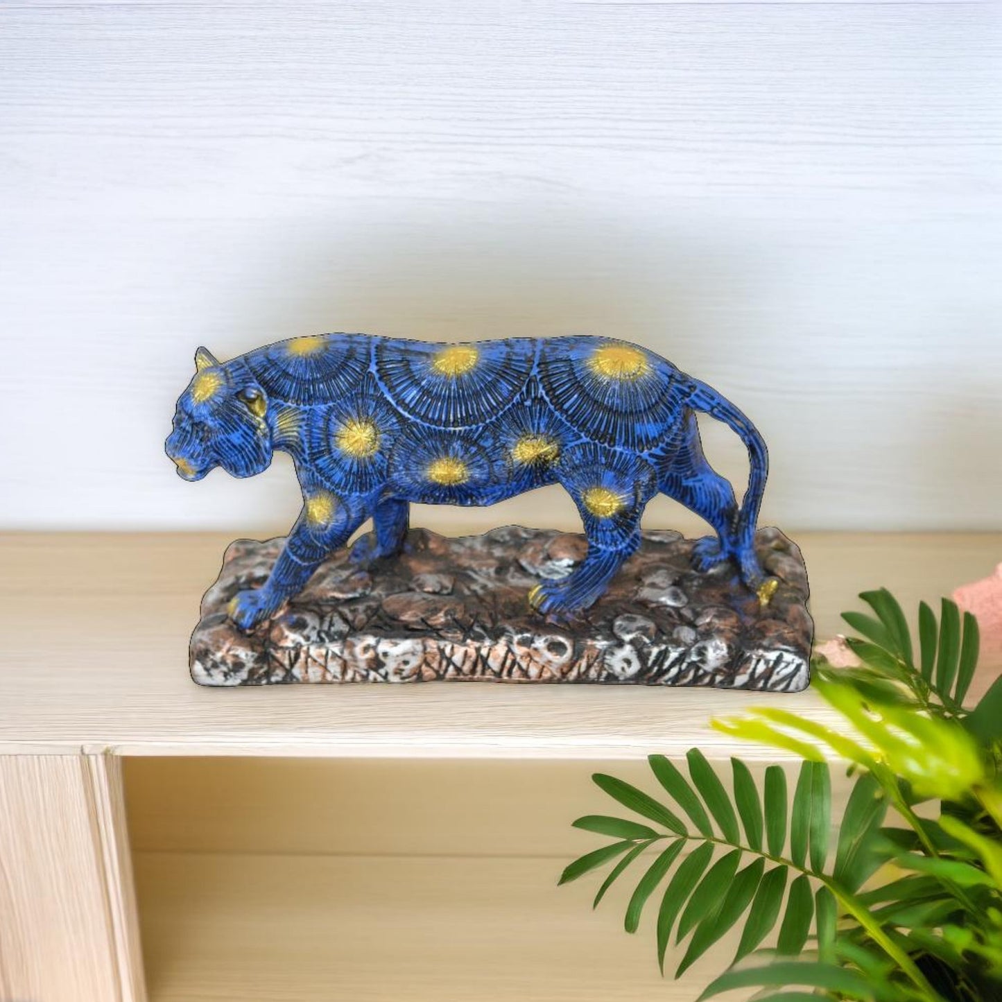 Antique Blue Panther Sculpture (Blue) | EnamorarDecor