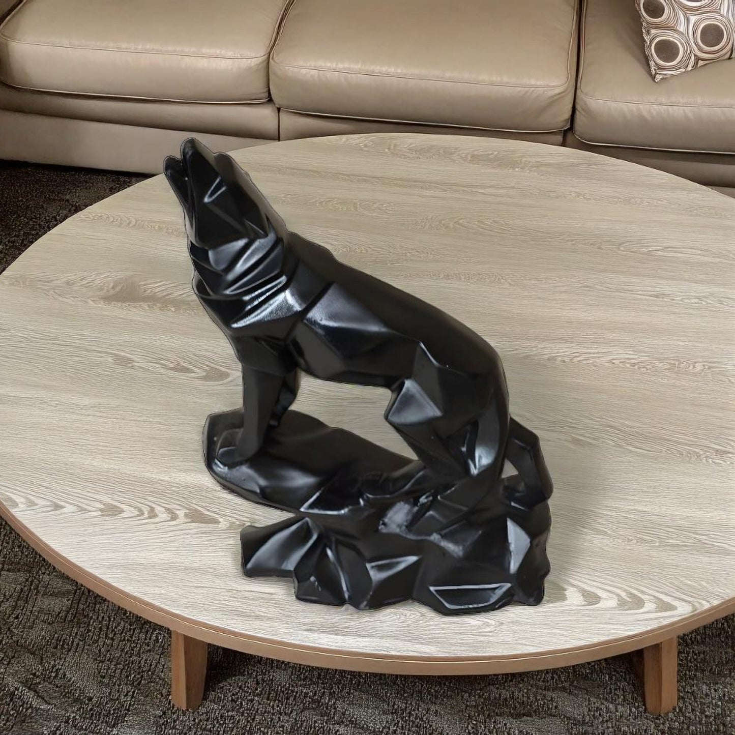 Black Wolf Diamond Cut Antique Sculpture | EnamorarDecor