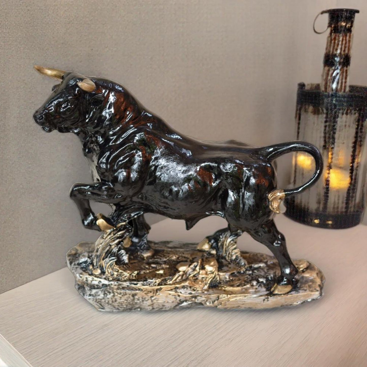 Stock Market Bull Antique Sculpture (Black) | EnamorarDecor