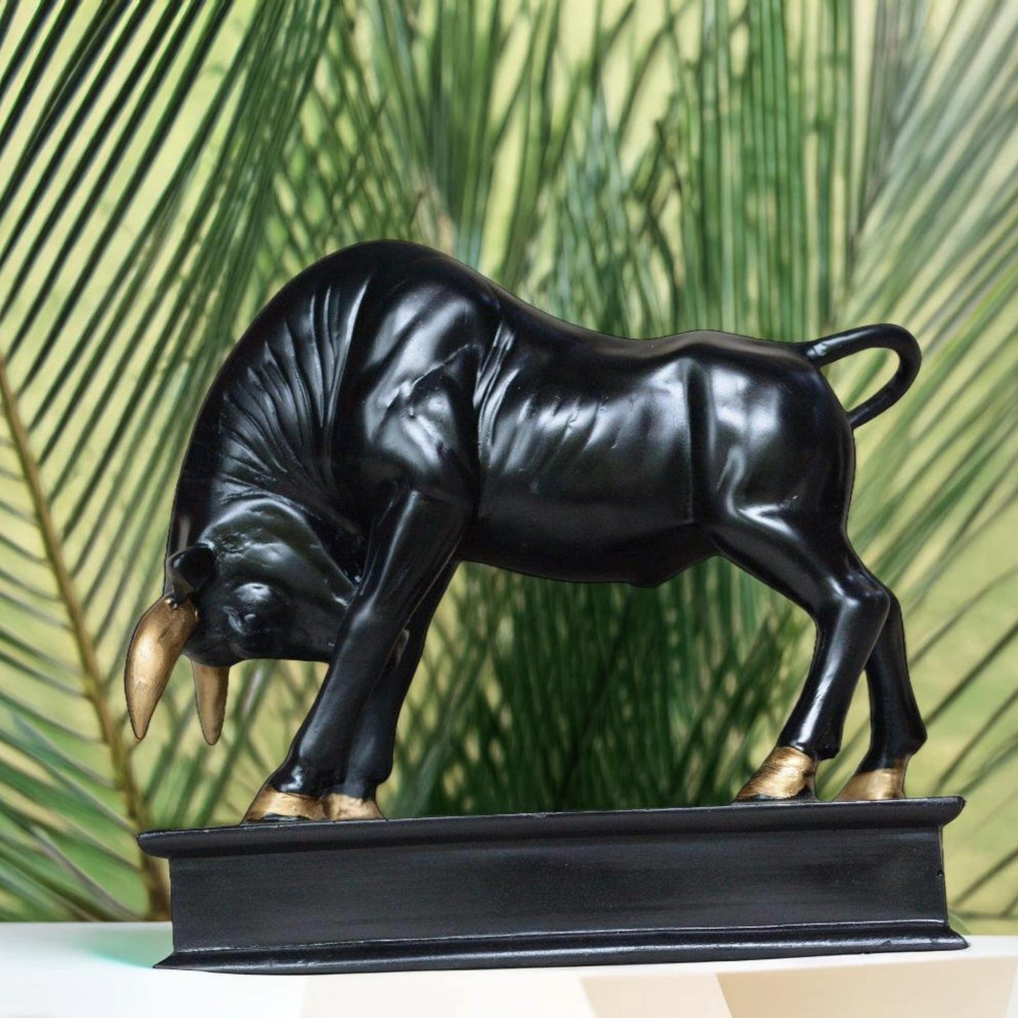 Black Bull Antique Sculpture (Black) | EnamorarDecor