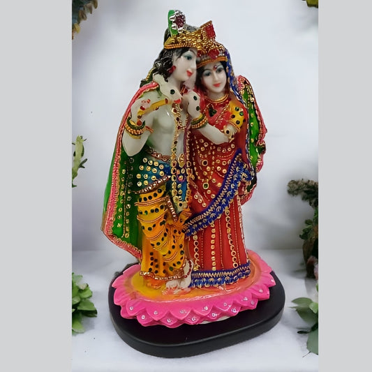 Shree Radha Krishna Antique Sculpture (Multicolor) | EnamorarDecor