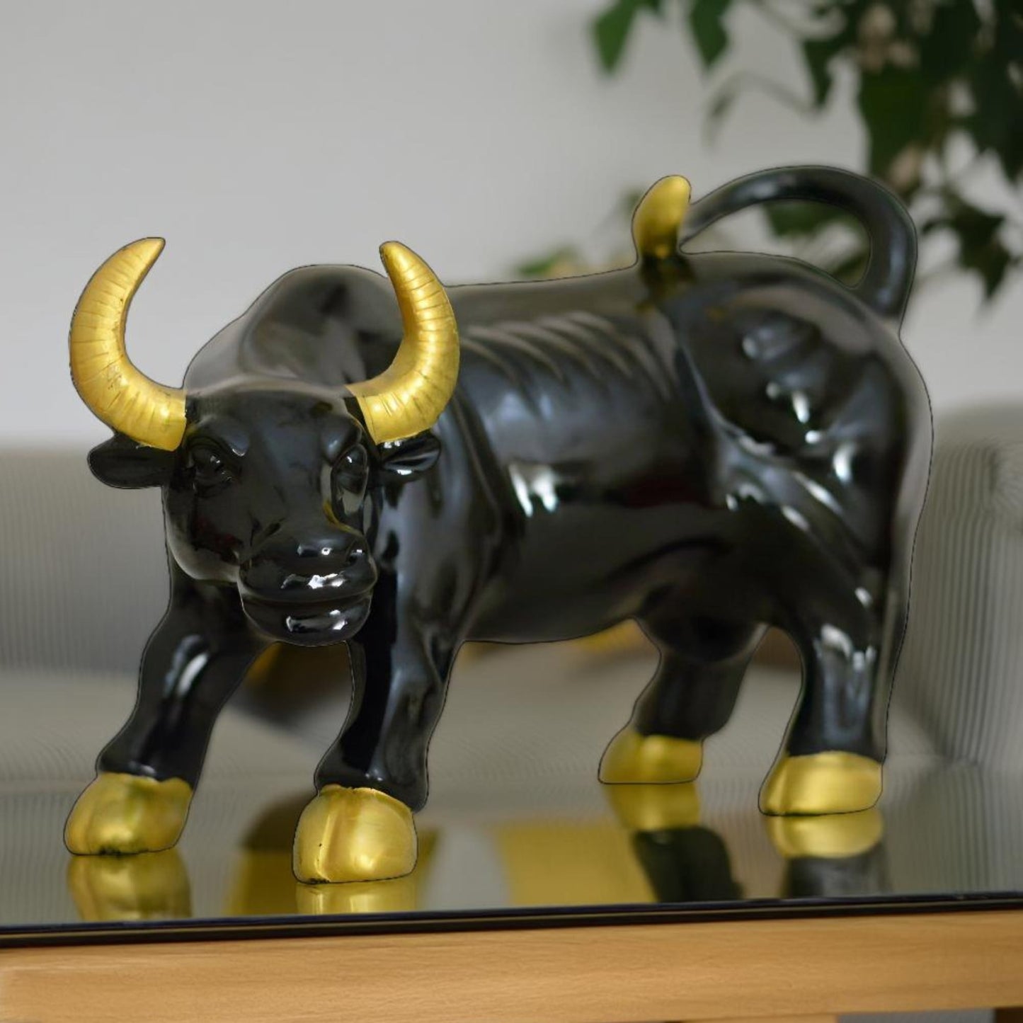 Big Black Bull Antique Sculpture (Black) | EnamorarDecor