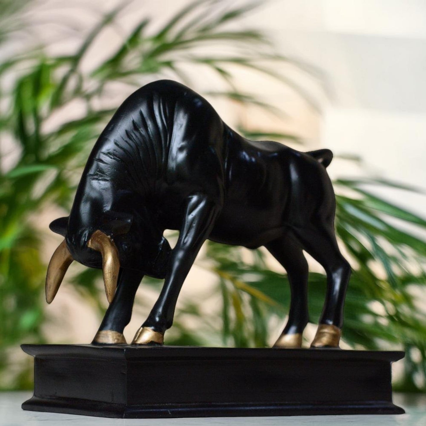 Black Bull Antique Sculpture (Black) | EnamorarDecor