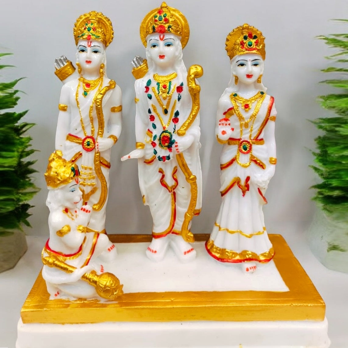 White Ram Darbar Marble Dust Statue | EnamorarDecor