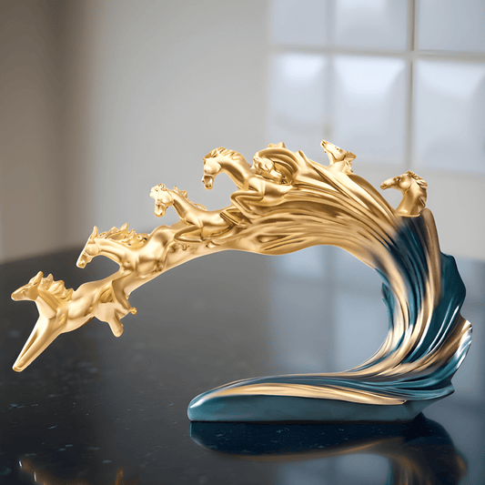 PAGASUS Blue 7 Horses Polyresin Showpiece | EnamorarDecor