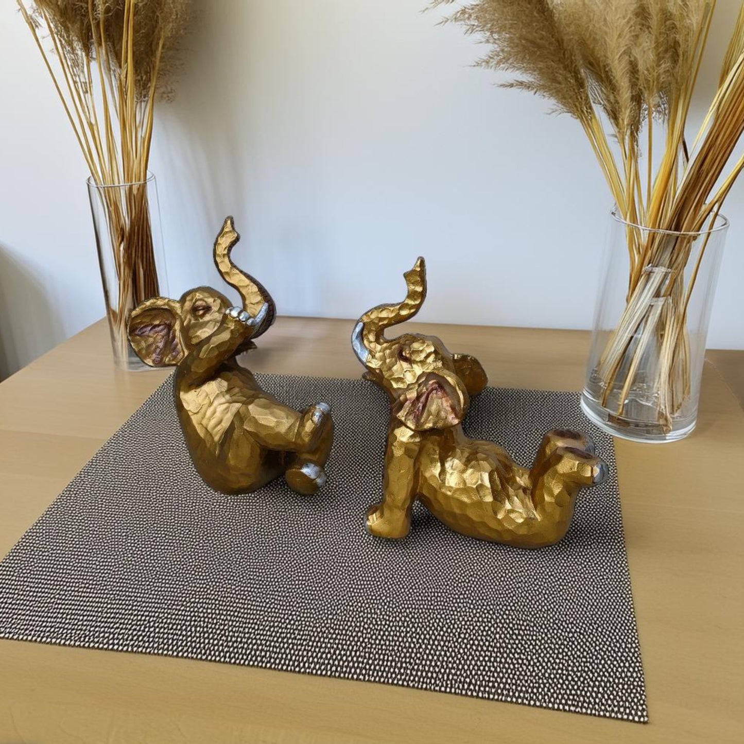 Yoga Elephant Set of 2 Sculptures (Antique) | EnamorarDecor