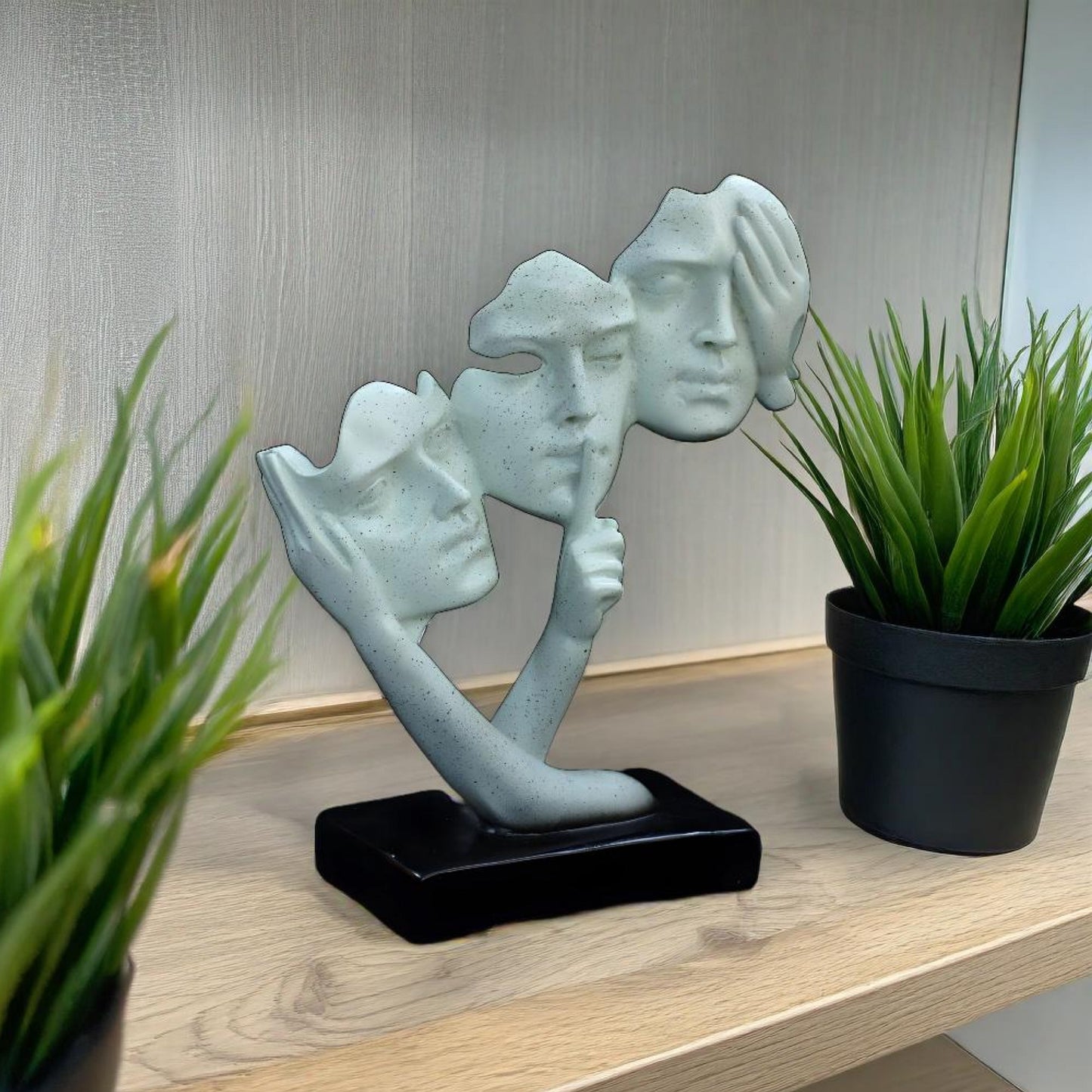 3 Lady Faces Antique Sculpture (Whitish) | EnamorarDecor