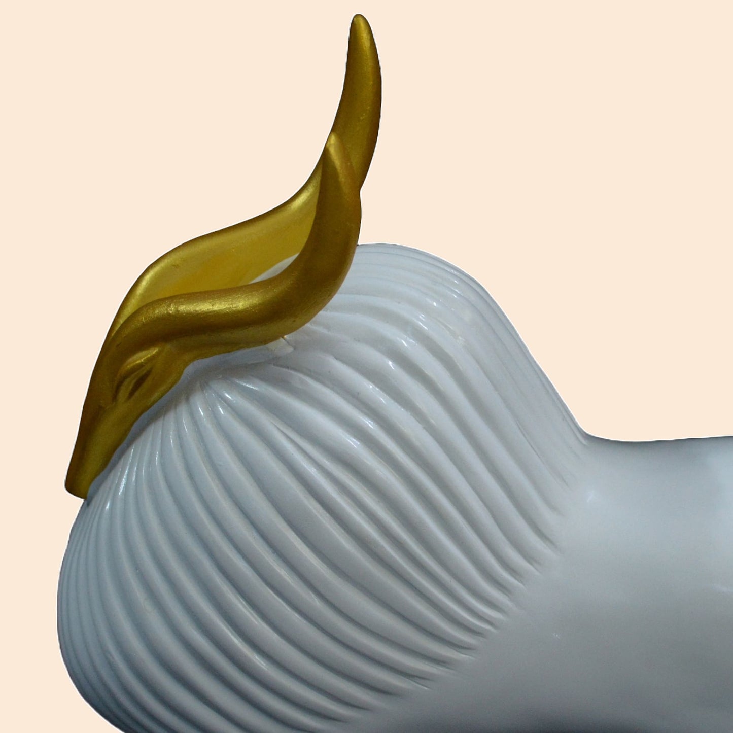 Golden Horned Himalayan Yak Sculpture (White) | EnamorarDecor
