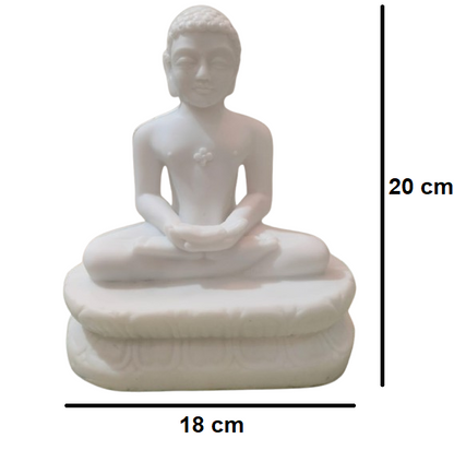 White Marble Finish Mahaveer Bhagwan Resin Statue | EnamorarDecor