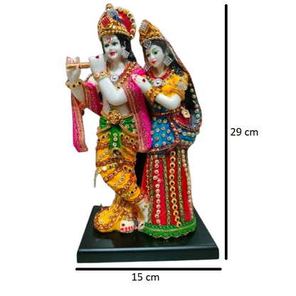Multicolor Krishna Radha Standing Playing Flute Resin Statue | EnamorarDecor