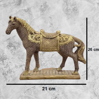 Wooden Finish Horse Resin Statue | EnamorarDecor