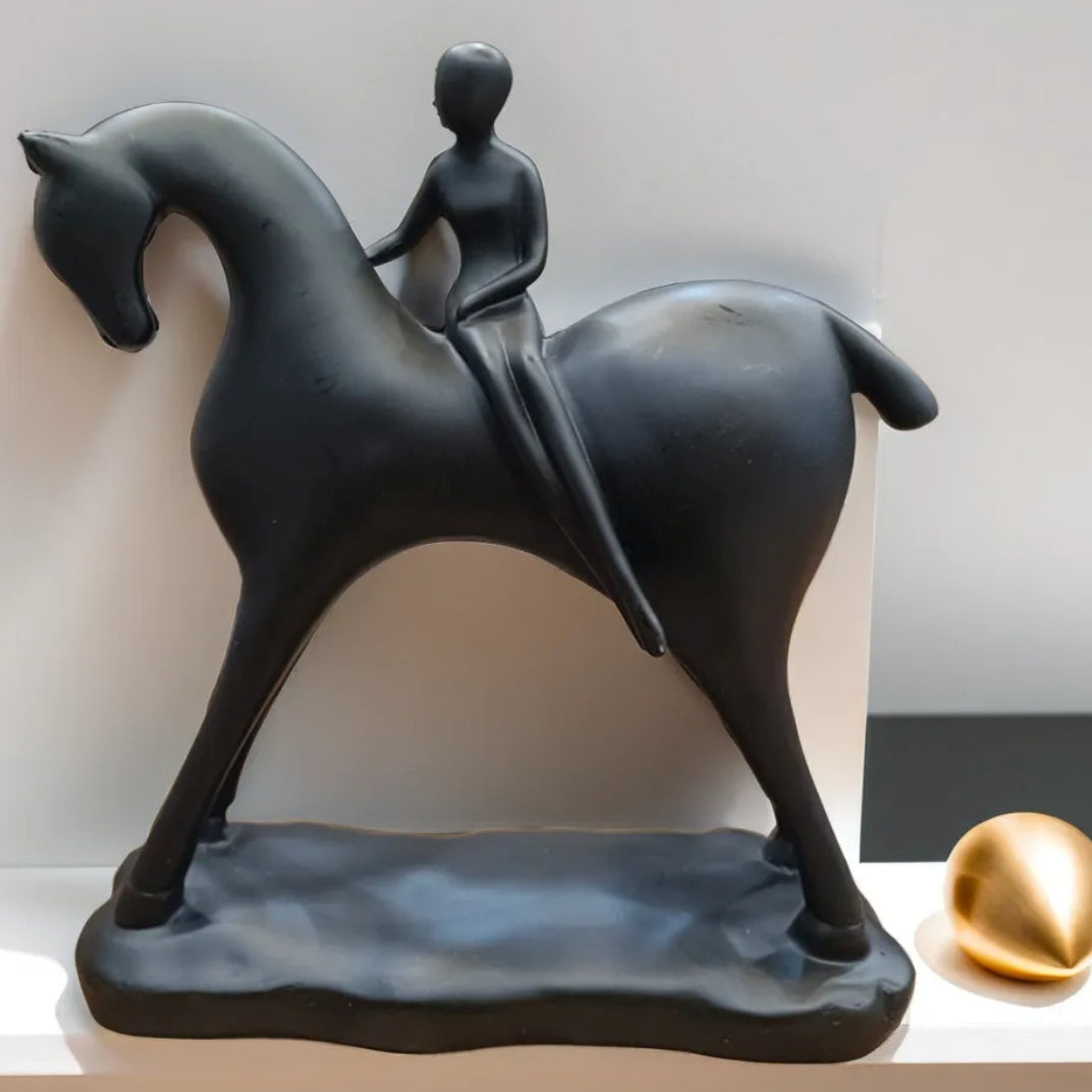 Black Horse Lady Resin Statue | EnamorarDecor