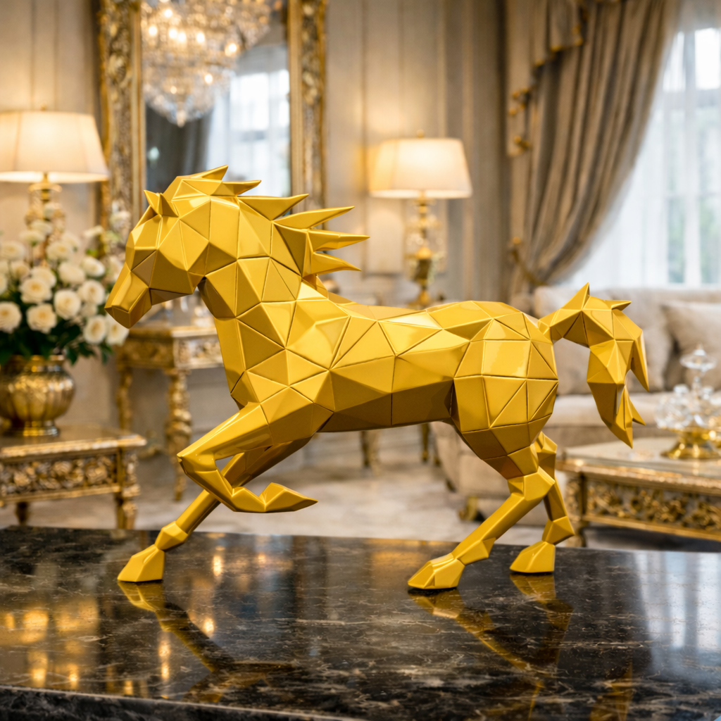 Luxury Golden Running Hercules Ferrari Horse | EnamorarDecor