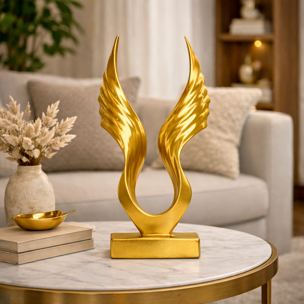 Luxury Golden Abstract Angel Wings Statue | EnamorarDecor