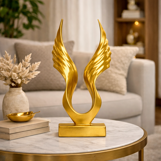 Luxury Golden Abstract Angel Wings Statue | EnamorarDecor