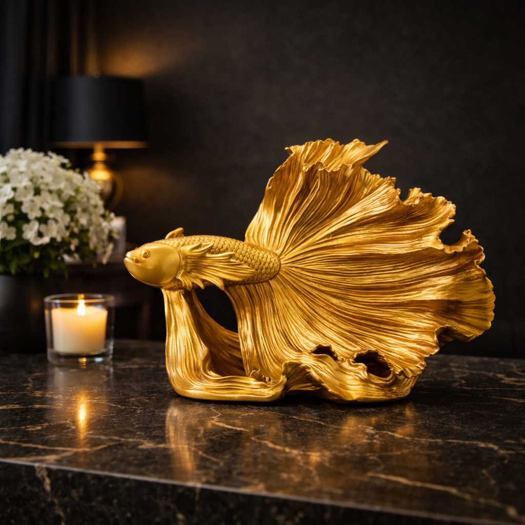 Luxury Golden Betta Fish Showpiece | EnamorarDecor