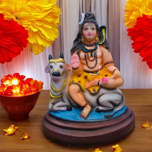 Multicolor Shiva Sitting on Nandi Resin Statue | EnamorarDecor