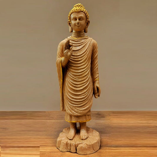 Brown Resin Standing Buddha | EnamorarDecor