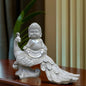 White Meditating Buddha Sitting on Peacock Resin Statue | EnamorarDecor