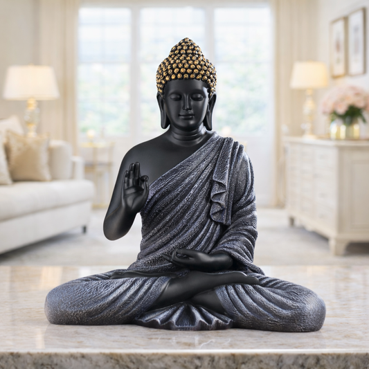 Luxury Big Black & Grey Buddha Statue | EnamorarDecor