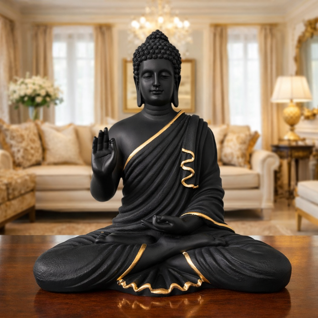 Luxury Big Black & Golden Buddha Statue | EnamorarDecor