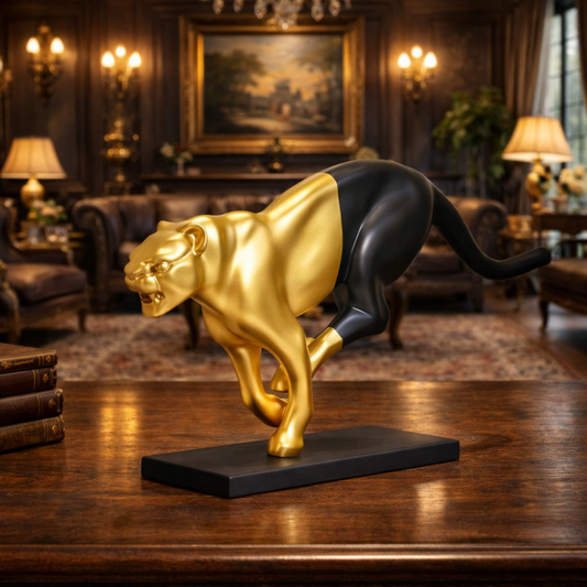 Luxury Black Leap of Life Panther Statue | EnamorarDecor