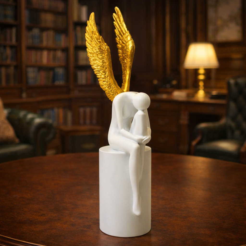 Golden Wings White Angel Sculpture | EnamorarDecor