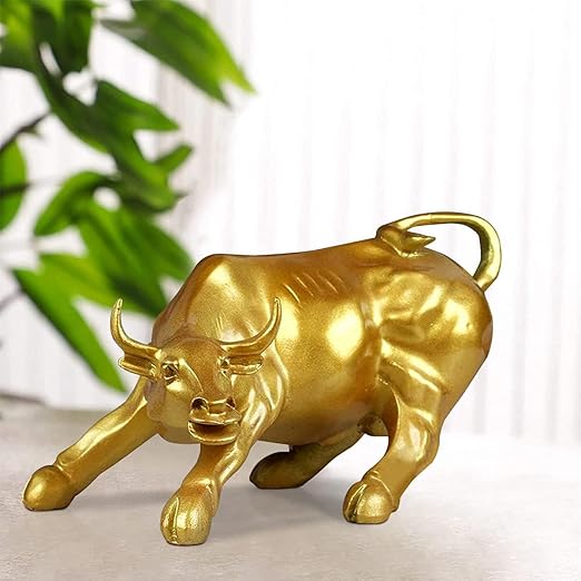 Golden Color Stock Market Bull | EnamorarDecor