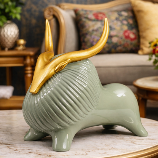 Luxury Greenish Yak Decor Statue | EnamorarDecor