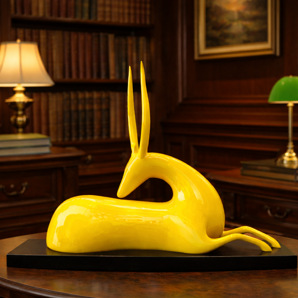 Luxury Yellow Big Deer Statement Decor | EnamorarDecor