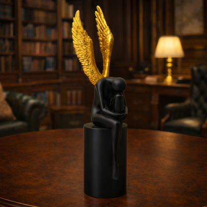 Golden Wings Black Angel Sculpture | EnamorarDecor